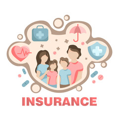 Health insurance concept. Health care, finance and medical care. Vector illustration about health insurance.