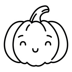 Kawaii pumpkin happy emoji vector illustration.