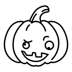 Kawaii pumpkin crazy emoji vector illustration.