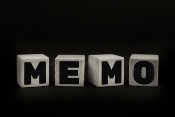 Obraz premium Word MEMO written with wooden cubes. Studio shot of some arranged wooden blocks with a textual message.