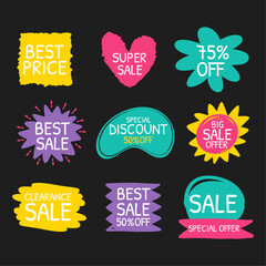 Set of vintage colorful labels for greetings and promotion