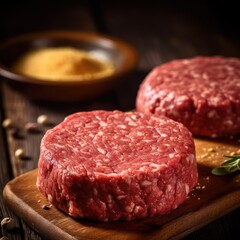 Fresh raw beef steaks. Generative AI