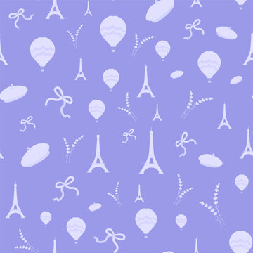 Abstract seamless Paris pattern. Eiffel tower repeats print for fashion textile clothes wrapping paper	