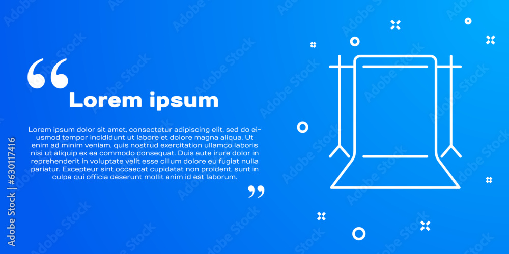 Poster white line empty photo studio icon isolated on blue background. screen backdrop. vector