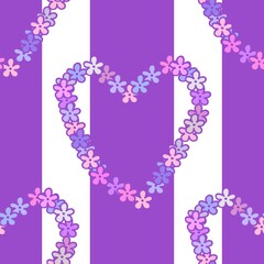 Cartoon flower frame seamless valentines retro hearts pattern for wrapping paper and fabrics and kids clothes print