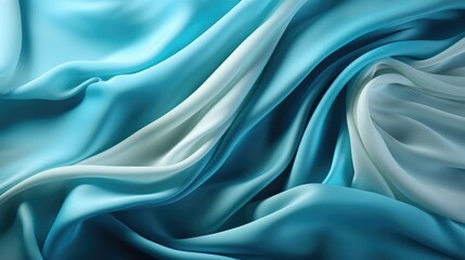 Fototapeta premium Blue silky background with folds. Natural blue transparent textile. Ai generated. folded pleats.