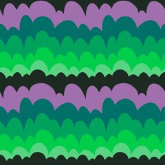 Seamless waves pattern with cartoon clouds for wallpaper and fabrics and packaging and linens and kids