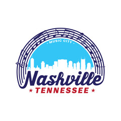 Nashville, Tennessee, USA. Logo design template. Vector and illustration.