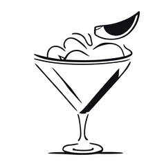 coctail, vector illustration doodle line art