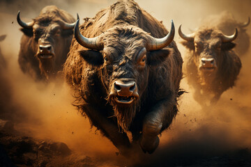 a bull running through the bullring,Generative AI