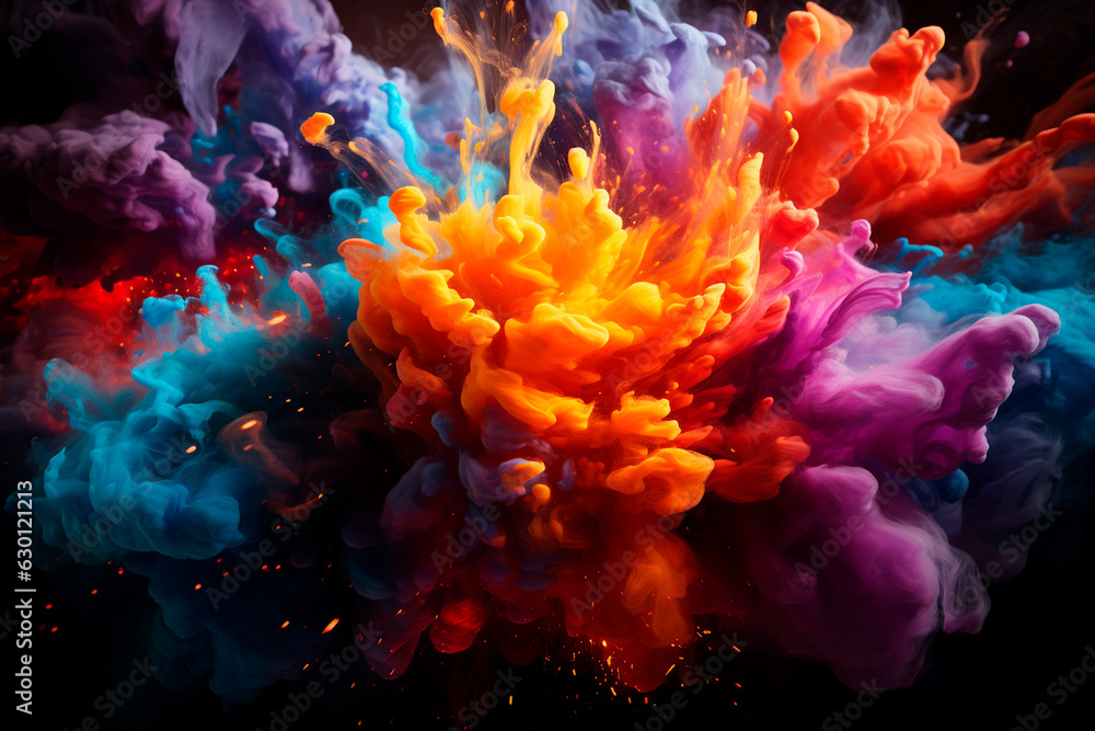 Poster abstract background with colorful smoke,generative ai