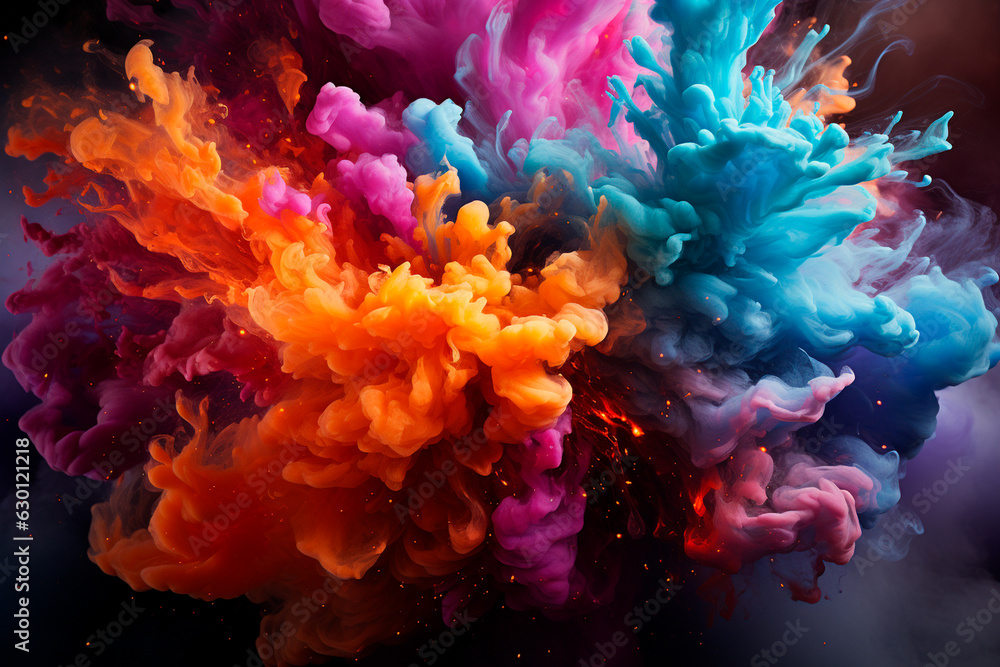 Poster abstract background with colorful smoke,generative ai