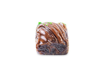 Chocolate baklava on a white isolated background