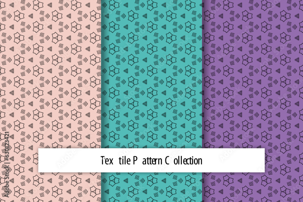 Fototapete Hand-Drawn Geometric Simple Seamless Pattern Set collection of elegant patterns with clean lines and effortless continuity