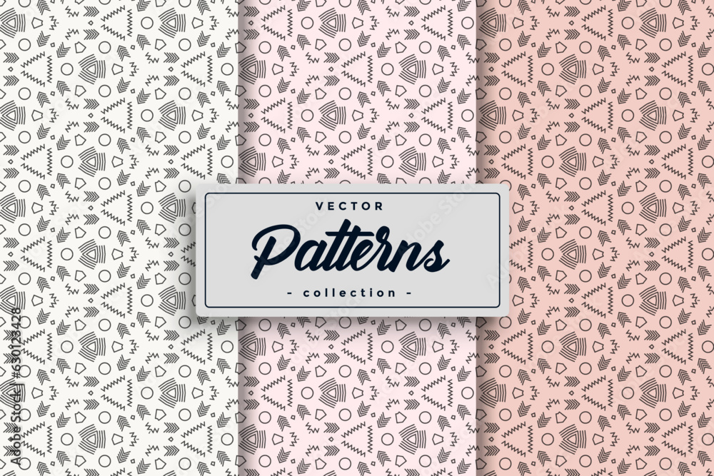 Fototapete Abstract Minimalistic Random Textile Symbol Pattern Hand-Drawn Geometric Simple Seamless Pattern Set collection seamless textile design
