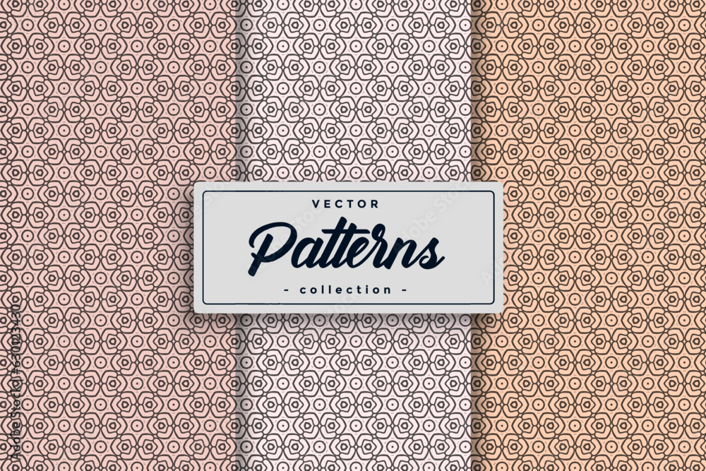 Leinwandbilder Abstract Minimalistic Random Textile Symbol Pattern Hand-Drawn Geometric Simple Seamless Pattern Set collection seamless textile design