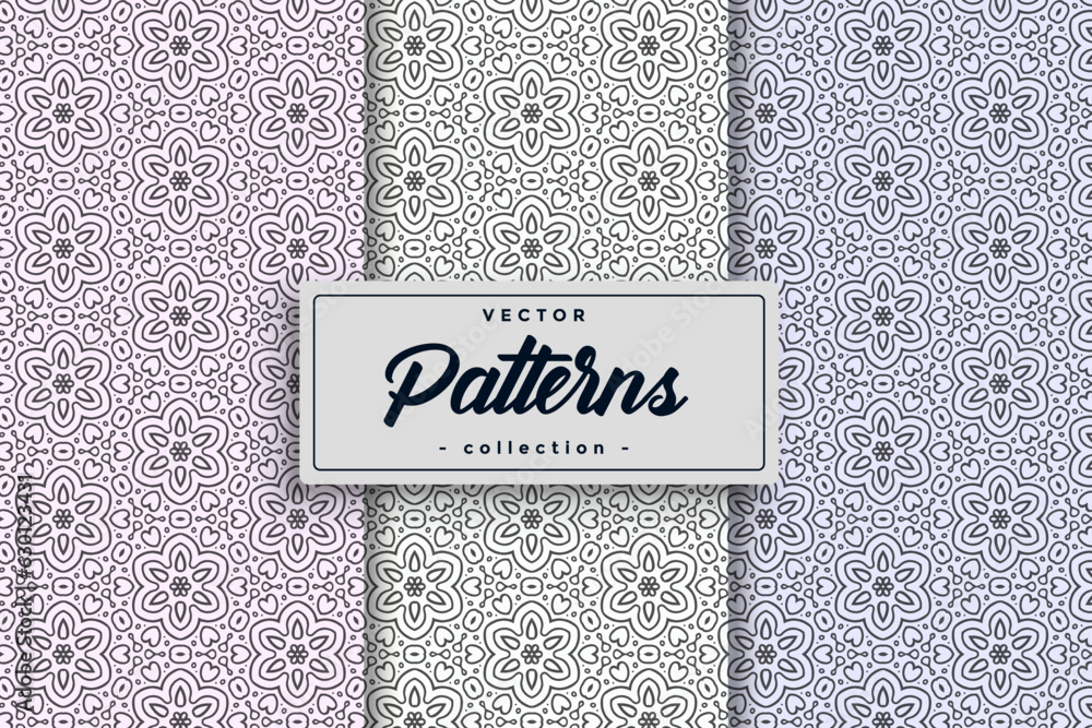 Leinwandbilder abstract minimalistic random textile symbol pattern hand-drawn geometric simple seamless pattern set