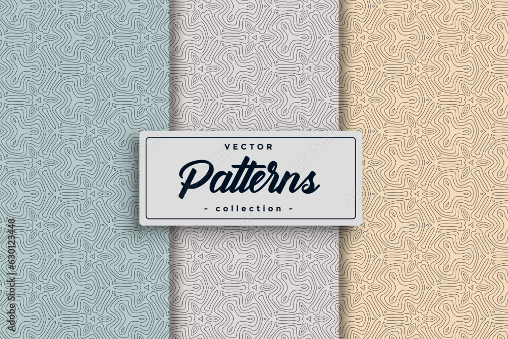 Leinwandbilder hand-drawn geometric simple seamless pattern set collection, hand-drawn seamless patterns combining 
