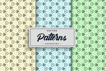 Hand drawn geometric simple seamless pattern set, Abstract minimalist random textile symbol pattern, Collection of swatches seamless pattern vector background