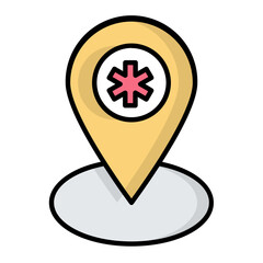 Obraz premium Hospital Location Line Color Icon