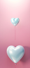 Heart shaped balloon on pastel background. Love, emotion, valentine's day, birthday greeting card. AI generative, illustration