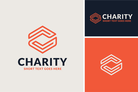 Hexagon Helping Giving Receiving Hand for Help Donate Share Charity Care logo design