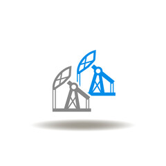 Vector illustration of oil pump oilfield. Icon of oil and gas industry. Symbol of pumping out of crude petroleum. Sign of gasoline production.