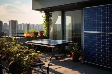 A solar power plant on a balcony.