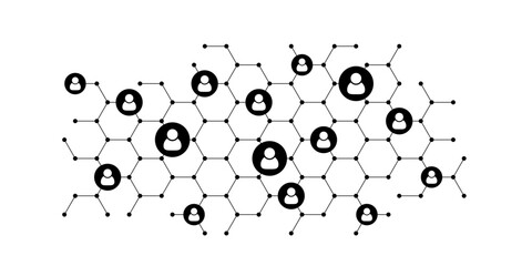 Social user network, people network illustration. Dots connected lines create network