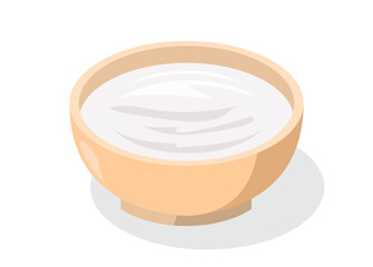Yogurt in a bowl. Simple flat illustration 