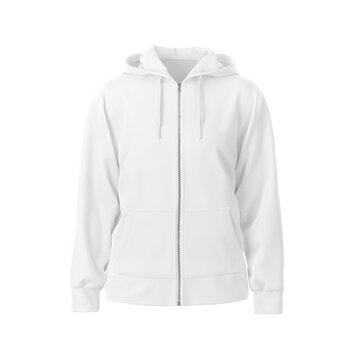 Blank Front View Hoodie White mockup natural shape invisible mannequin isolated on a white background