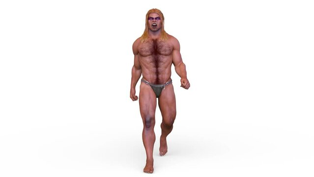 歩く筋肉質の男性