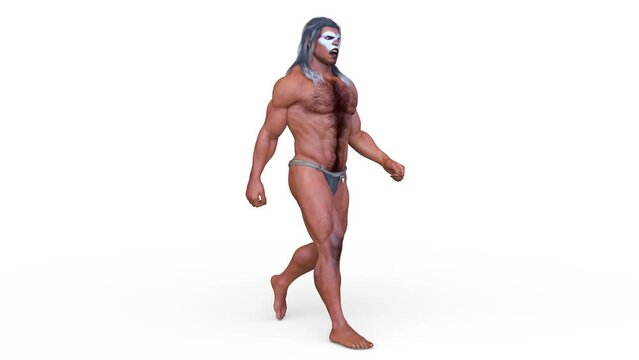 歩く筋肉質の男性