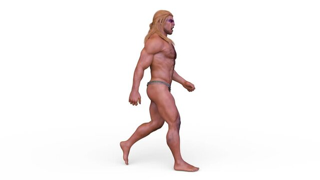 歩く筋肉質の男性