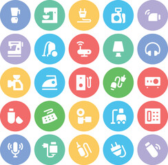 Pack of Media and Electronic Machines Flat Icons


