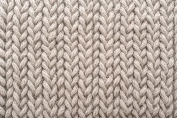 Fotobehang Knitted wool texture background, cozy and warm fabric patterned surface, soft and fuzzy beige and gray backdrop © Kanisorn