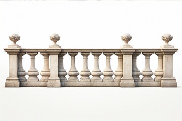 stone railing isolated on white background.