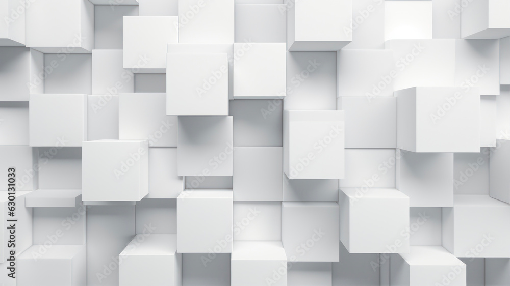 Aufkleber abstract 3d rendering of white cubes background. futuristic background design.