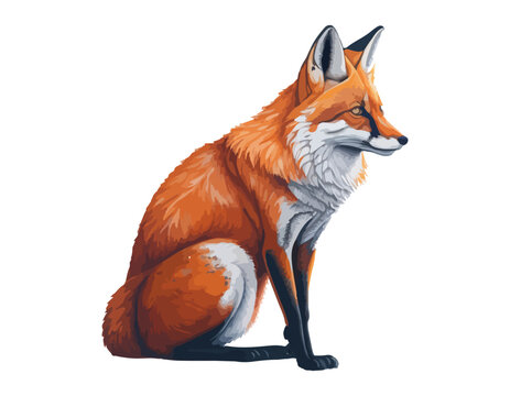 Fox vector illustrations of realistic hand drawn watercolor isolated on white background.