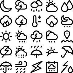 Collection of Weather Bold Line Icons 

