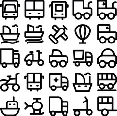 Set of Transport Bold Line Icons

