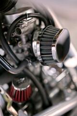Fototapeta na wymiar Powerful Engine Close-Up: Unveiling the Mechanical Marvel of a Motorbike