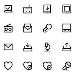 Line Icons of Media and Network

