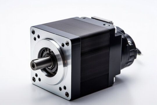 Close-up of a compact and versatile servo motor with customizable parameters for flexible integration in various industrial applications