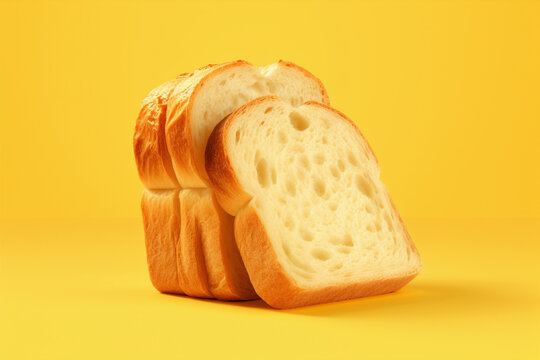 delicious sliced bread on yellow background, generative ai