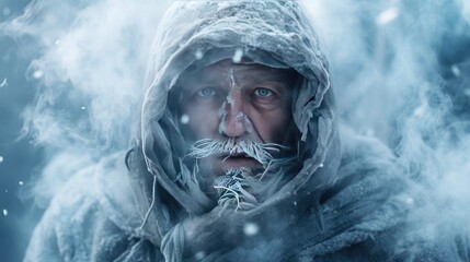 Man in an extreme winter environment Generative AI