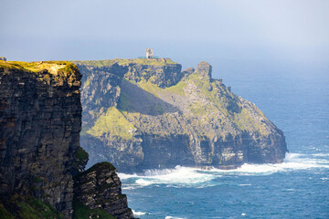 Scenic view of the Moher Tower at Hag's Head in summer at sunrise