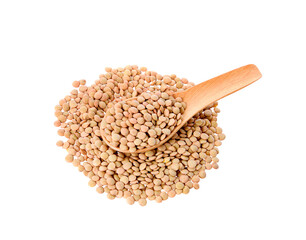 lentils in wood spoon isolated on   transparent png