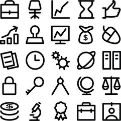Pack of Business and Finance Bold Line Icons 

