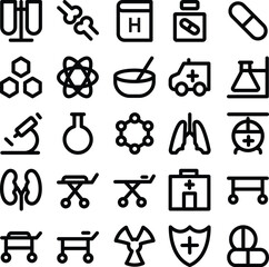 Pack of Lab Instruments Bold Line Icons

